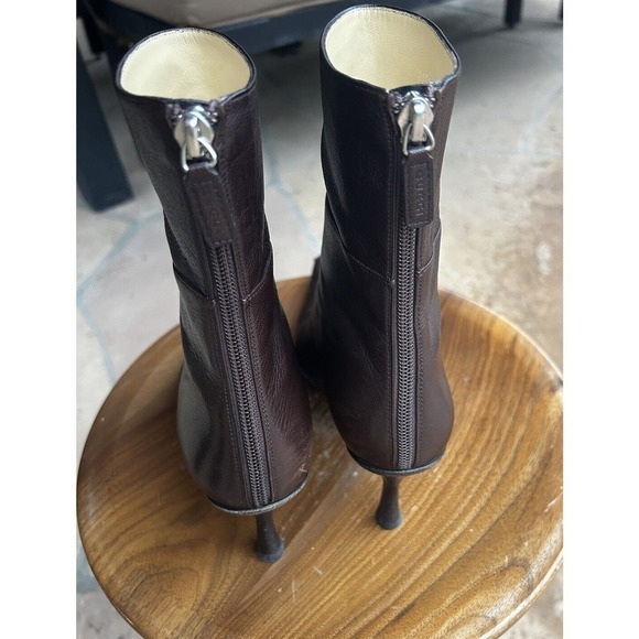 Gucci Brown Leather Ankle Boots Size US 7.5 7 1/2 Zipper Pointed Toe KB - Picture 5 of 8